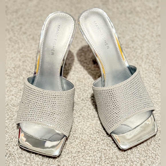 Marc Fisher Silver studded open toe heels - Picture 5 of 5